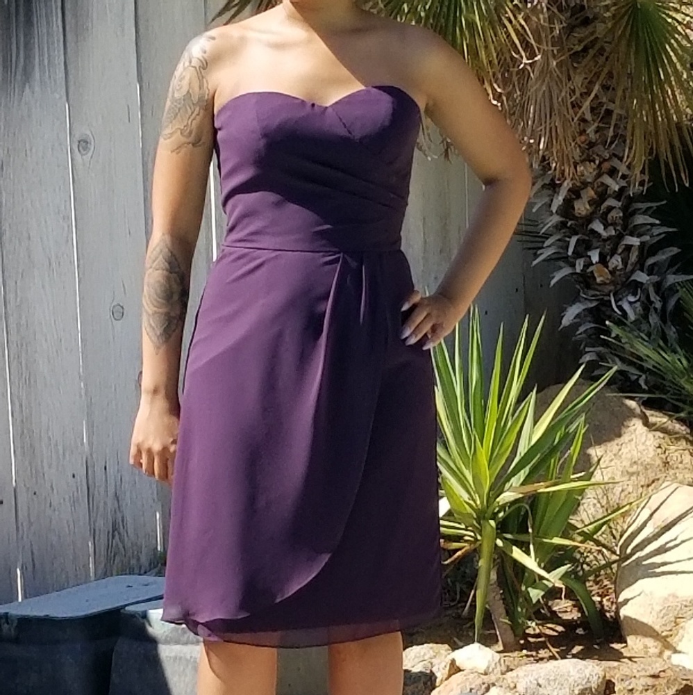 Strapless purple dress